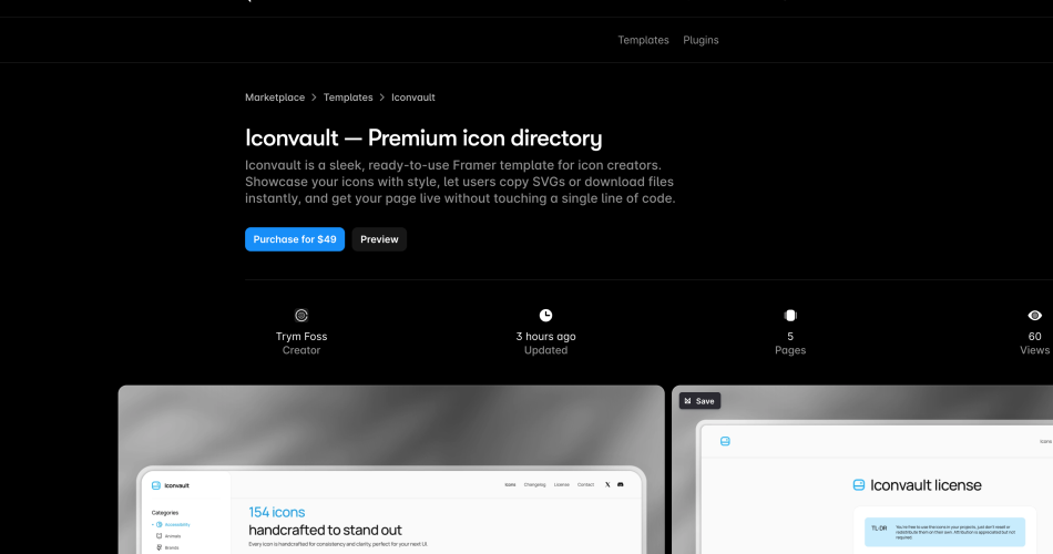 Iconvault: Responsive Personal Website Template by Trym Foss — Framer Marketplace